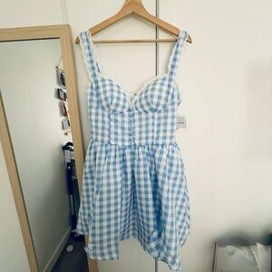 Blue and White Gingham Corset Dress